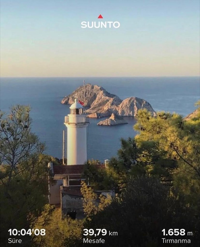 Lighthouse and coastline view captured during one of Erden Giritli's endurance route sessions