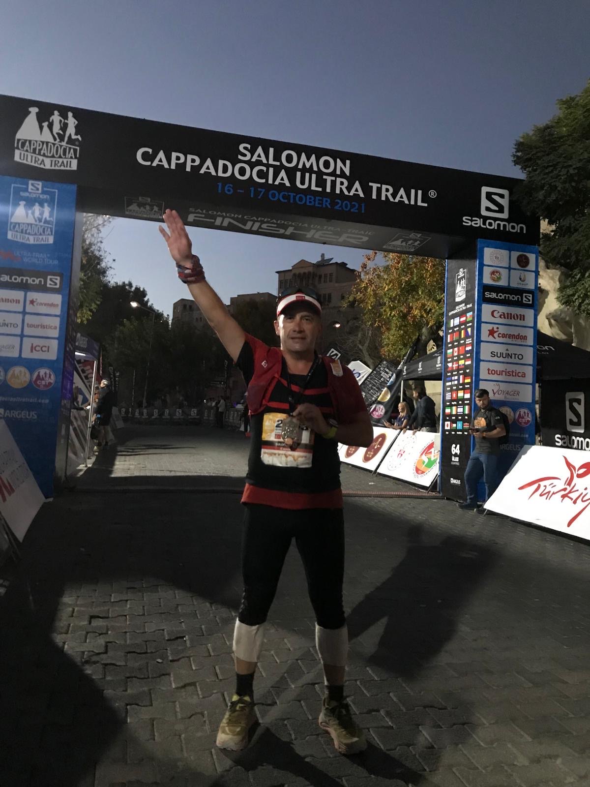 Erden Giritli at the Cappadocia Ultra Trail finish area, reflecting his running coach experience