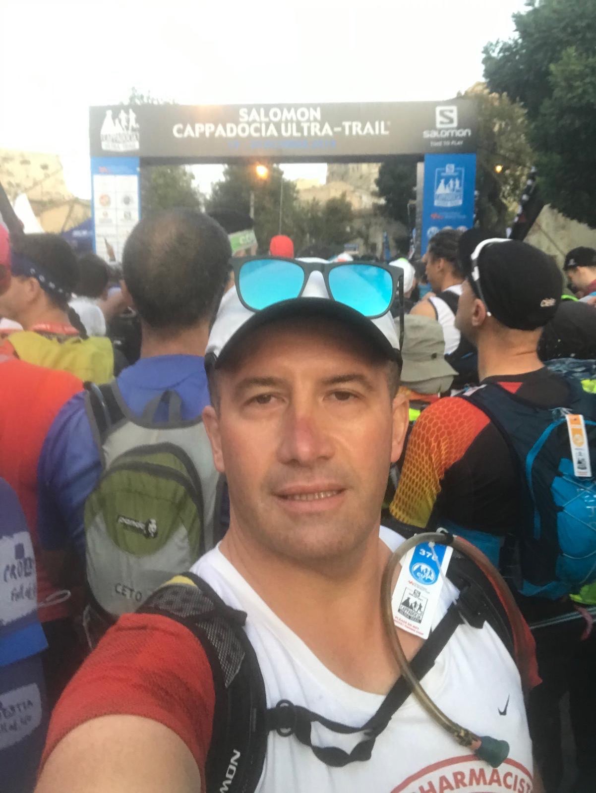 Erden Giritli at the Cappadocia Ultra Trail start area, reflecting his running coach experience