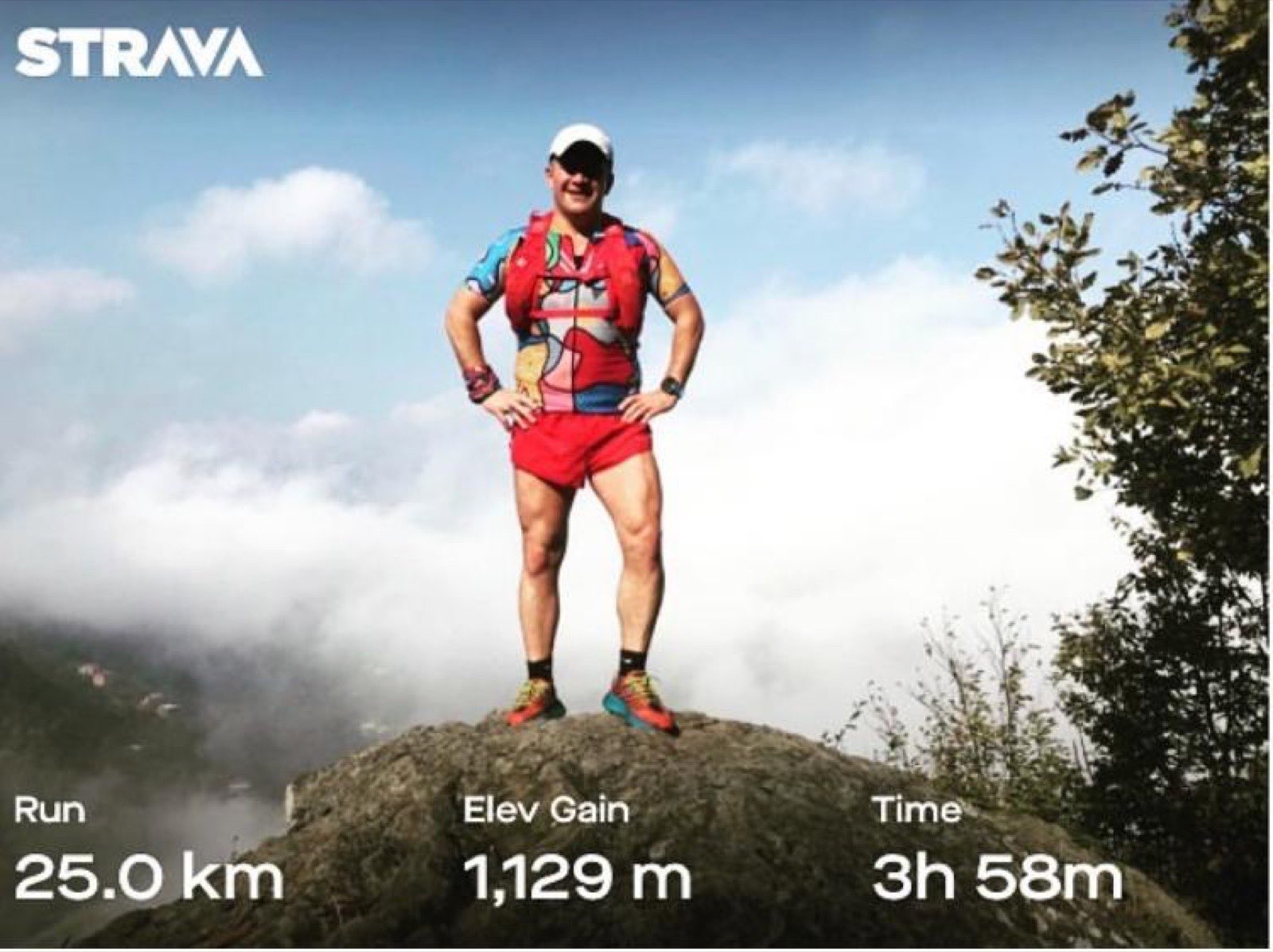 Erden Giritli on a rocky summit with a Strava overlay, reflecting his trail running coach experience